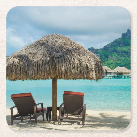 Strand auf Bora Bora Untersetzer (Vorderseite)
