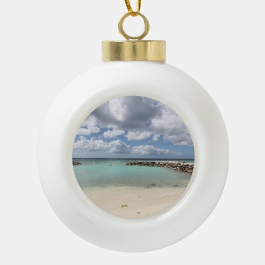 Strand auf der Insel De Palm - Aruba Keramik Kugel-Ornament (Vorderseite)