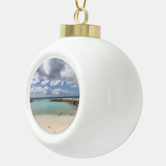 Strand auf der Insel De Palm - Aruba Keramik Kugel-Ornament (Rechts)