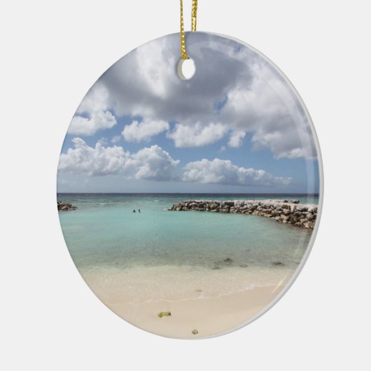 Strand auf der Insel De Palm - Aruba Keramik Ornament (Links)