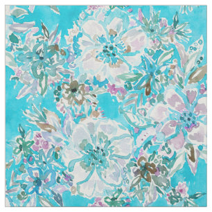 STRAND-BABY Aqua-Aquarell mit Blumen Stoff