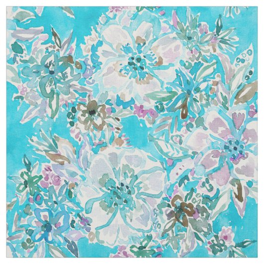 STRAND-BABY Aqua-Aquarell mit Blumen Stoff (Muster)