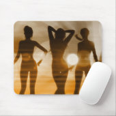 Strand-Baby-Sonnenuntergang-Silhouette, die den Mousepad (Mit Mouse)
