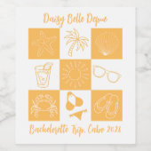 Strand Bachelorette Gelb Weinetikett (Einzelnes Label)