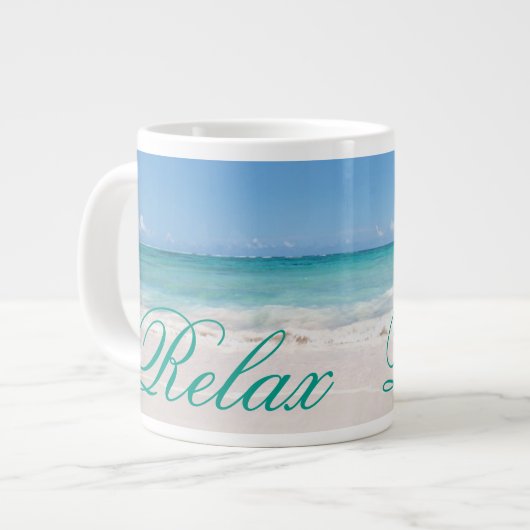 Strand Backgroud Jumbo-Tasse (Vorderseite Links)