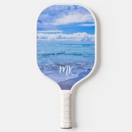 Strand Beautiful Blue Sky Wolken Mit Monogramm Pickleball Schläger