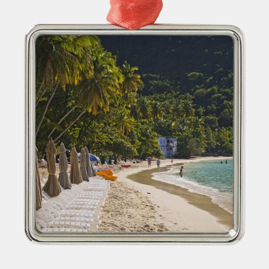 Strand bei Cane Garden Bay, Insel Tortola Silbernes Ornament (Vorne)