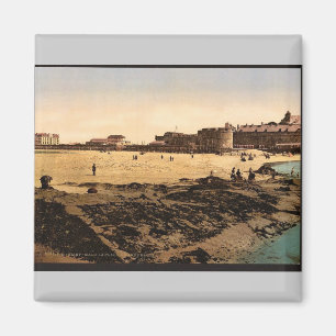 Strand bei Ebbe, St. Malo, Frankreich Vintage-Foto Magnet