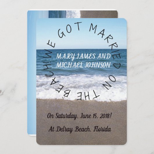 Strand bei Hochzeitskündigung Ankündigung (Vorne/Hinten)