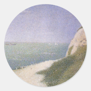Strand bei Honfleur von Georges Seurat, Vintage Ar Runder Aufkleber