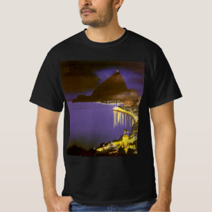 Strand bei Nacht in Rio De Janeiro, Brasilien im V T-Shirt