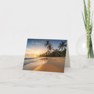 Strand bei Sonnenaufgang mit Palmen Karte