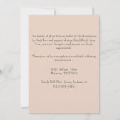 Strand bei Sonnenuntergang in Gedächtnisfeier Einladung (Rückseite)