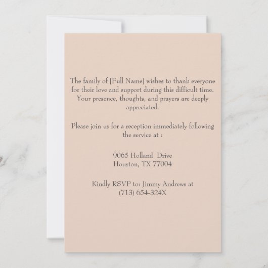 Strand bei Sonnenuntergang in Gedächtnisfeier Einladung (Rückseite)