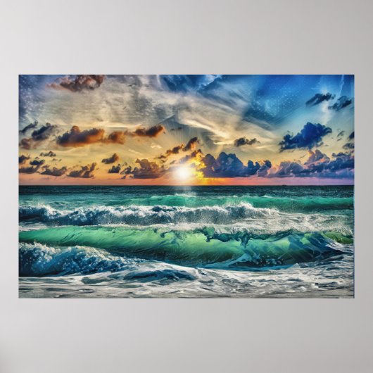Strand bei Sonnenuntergang Poster (Vorne)