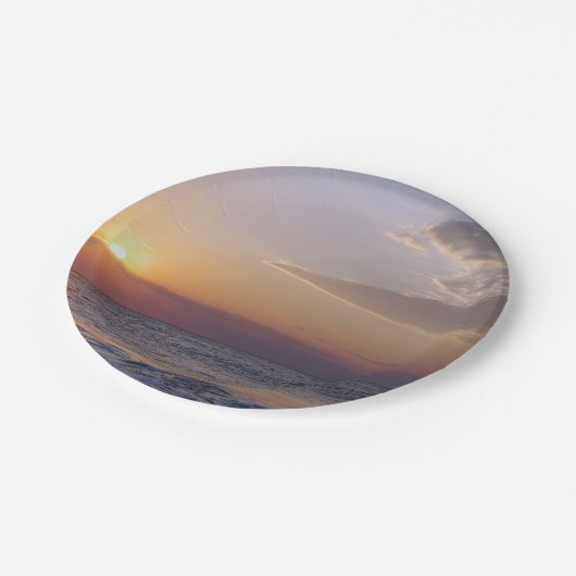 Strand bei Sunrise Pappteller (Schrägansicht)