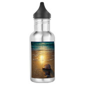 Strand bei Sunset mit Muscheln Edelstahlflasche (Links)