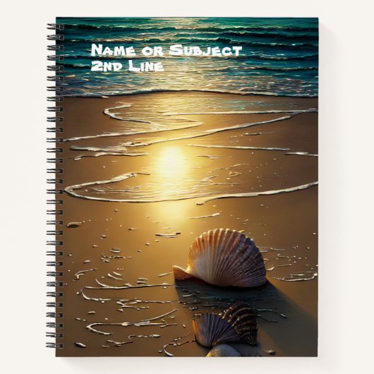 Strand bei Sunset mit Muscheln Notizblock (Vorderseite)