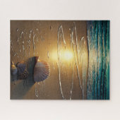 Strand bei Sunset mit Muscheln Puzzle (Horizontal)