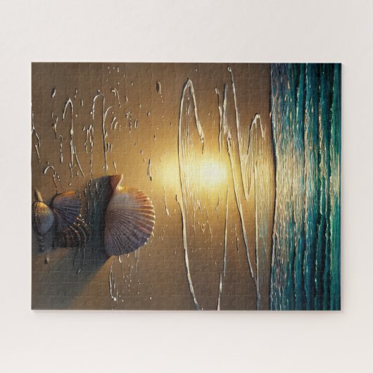 Strand bei Sunset mit Muscheln Puzzle (Horizontal)