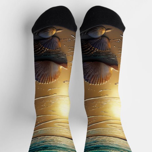 Strand bei Sunset mit Muscheln Socken (Oben)