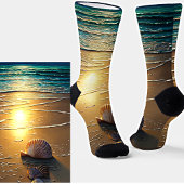 Strand bei Sunset mit Muscheln Socken