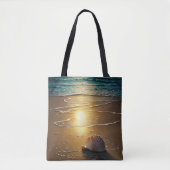 Strand bei Sunset mit Muscheln Tasche (Vorderseite)
