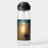 Strand bei Sunset mit Muscheln Trinkflasche (Rückseite)