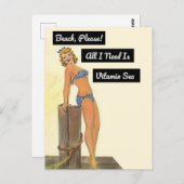 Strand bitte alles, was ich brauche, ist Vitamin S Postkarte (Vorne/Hinten)