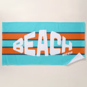 Strand Bitte Aqua Blue & Orange Beach Handtuch (Vorderseite)