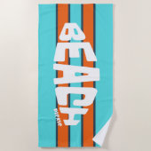 Strand Bitte Aqua Blue & Orange Beach Handtuch (Vorderseite)
