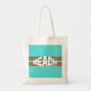 Strand Bitte Aqua Blue & Orange Streifen Tragetasche
