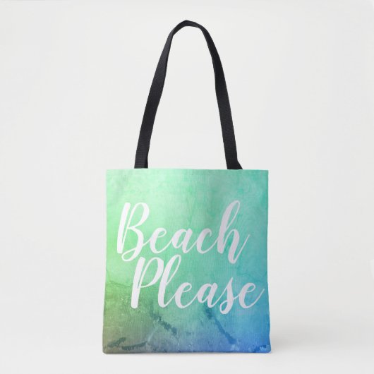 Strand Bitte Aquamarin Blue Ombre Beach Tasche (Vorderseite)