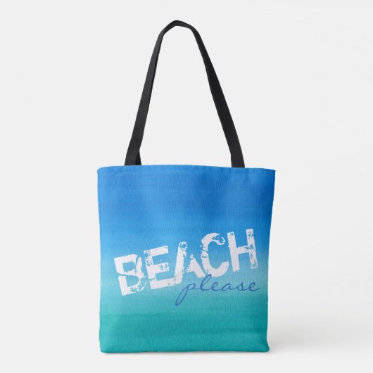Strand Bitte Aquarell Ozean Blue Green Tote Tasche (Rückseite)