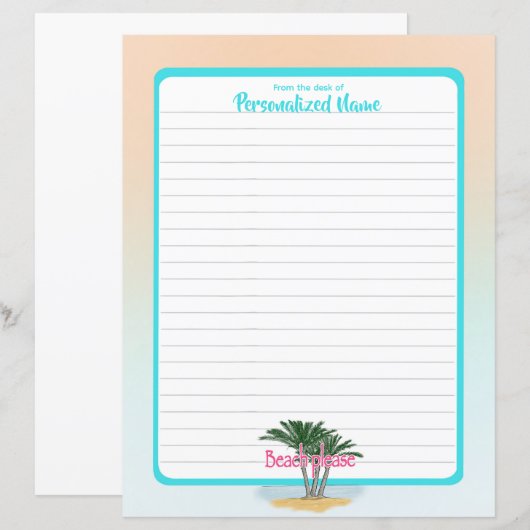 Strand Bitte begrenzt Papierblatt (Vorne/Hinten)