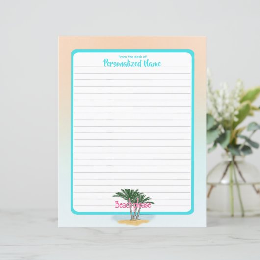 Strand Bitte begrenzt Papierblatt (Stehend Vorderseite)