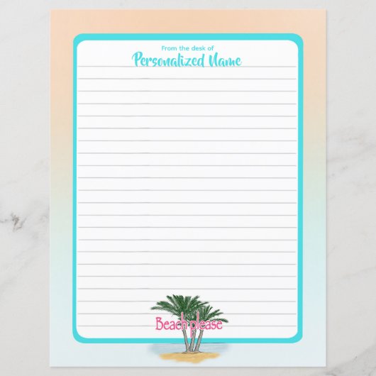 Strand Bitte begrenzt Papierblatt (Vorderseite)