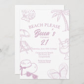 Strand Bitte, erwachsenes Party, Beach Party, Swim Einladung (Vorne/Hinten)