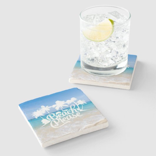 Strand-bitte lustiger Zitat-Untersetzer Steinuntersetzer (Seitenansicht)