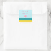 Strand Bitte Minimalistisch Quadratischer Aufkleber (Tasche)