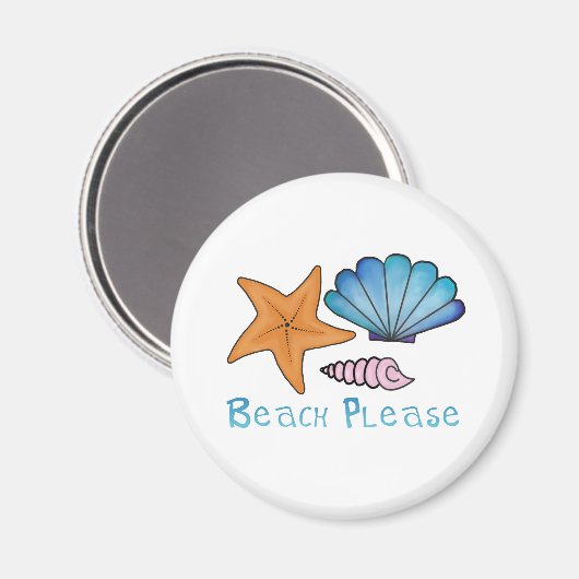 Strand bitte mit Muscheln Magnet (Vorderseite/Rückseite)