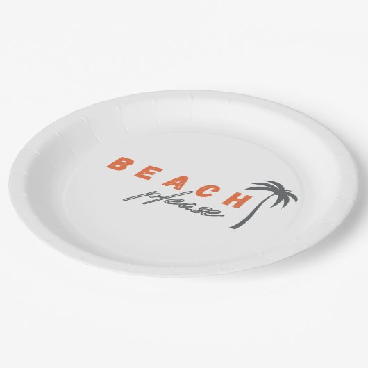 Strand bitte Palmen Papier Teller Party (Schrägansicht)