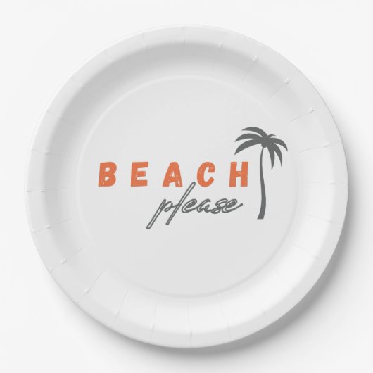 Strand bitte Palmen Papier Teller Party (Vorderseite)