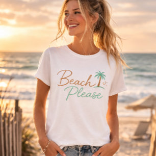 Strand Bitte Pastell-Schrift-Typografie T-Shirt