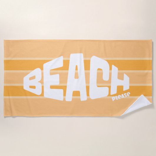 Strand Bitte Peachy Pink gestreiftes Badetuch (Vorderseite)