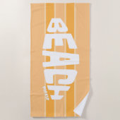 Strand Bitte Peachy Pink gestreiftes Badetuch (Vorderseite)