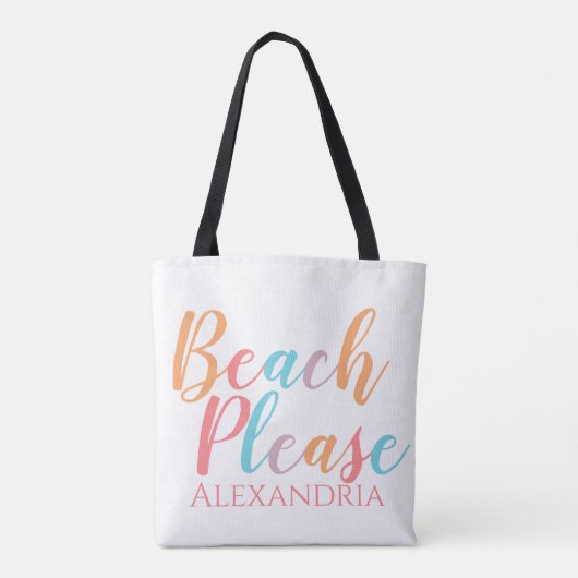 Strand Bitte Personalisiert Name Strand Tote Bag Tasche (Rückseite)