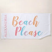 Strand Bitte Personalisiert Strandtuch (Vorderseite)