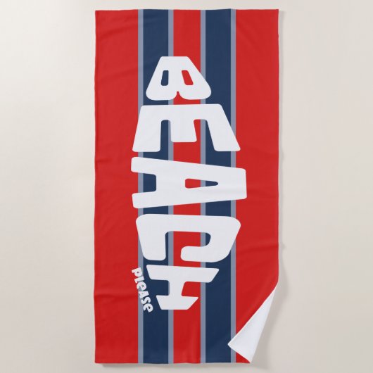 Strand Bitte Red & Navy Blue Strip Badetuch (Vorderseite)