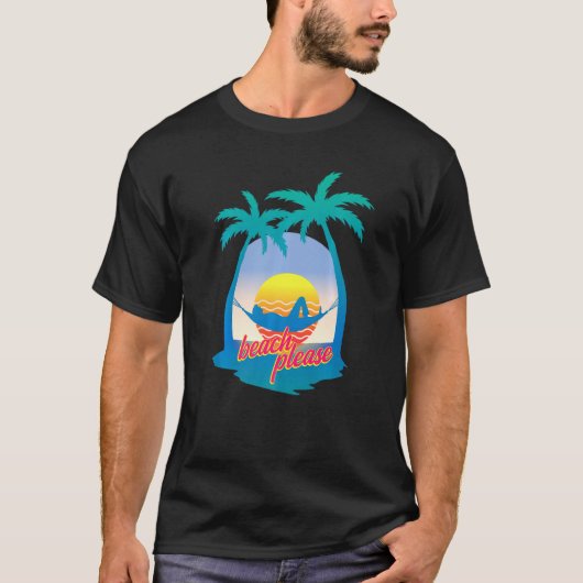 Strand bitte Retro 80er Beach Vacation Palm Trees  T-Shirt (Vorderseite)